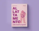 Copertina libro "Allattamento": una madre tiene in braccio il suo neonato, un'illustrazione che celebra la maternità e l'allattamento. Guida completa per genitori.