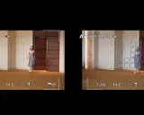 Due inquadrature mostrano una donna in un abito grigio. La seconda inquadratura evidenzia cosa vuol dire AF con una griglia di punti di messa a fuoco.