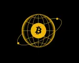 Żółta kula ziemska z symbolem Bitcoina w środku. Dowiedz się, jak płacić bitcoinem globalnie.