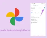 Schermata di Google Foto che mostra come fare backup foto Android. L'opzione "Backup e sincronizzazione" è attiva.