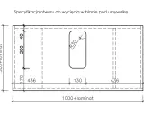 Schemat otworu pod umywalkę nablatową: wymiary 1000x500 mm, otwór owalny R30.