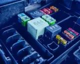 Caja de fusibles de coche con varios fusibles de colores y relés. Si necesitas cambiar fusible coche, aquí verás cómo hacerlo.