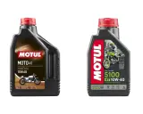 Huiles Motul : 15W40 minérale vs 10W-40 Technosynthese. La différence entre 10w40 et 15w40 est visible sur ces deux bidons.