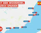 Reise mit dem Wohnmobil durch Spanien: Route von Málaga über Almería, Cartagena, Benidorm, Xàbia bis Valencia. Campingplätze finden auf pincamp.de.