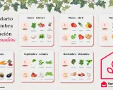 Calendario de siembra y plantación en invernadero, con cultivos para cada mes del año.