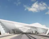 Stazione Reggio Emilia, un capolavoro dell'architetto con un tetto bianco a spirale che copre i binari.