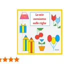 Le mie cornicette sulle righe: disegni colorati di regali, fiori, ciliegie e palloncini su carta a righe.