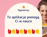 Ragazza sorridente con smartphone, testo "Queste app ti aiuteranno nell'apprendimento" e logo AgataUczy.