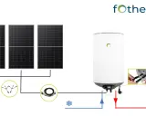 Solaranlage mit einem 150-Liter-Boiler. Die Solarmodule liefern Energie für den Boiler, der warmes Wasser erzeugt.