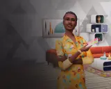 Simka z paletą kolorów, gotowa do projektowania wnętrz w The Sims 4.