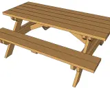 Table en bois extérieur fait maison, parfaite pour les repas en famille ou entre amis.