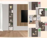 Esempi di **nicchie design** con decorazioni, libri e cesti. Mostra diverse opzioni di arredamento, alcune corrette (con segno di spunta verde), altre da evitare (con croce rossa).