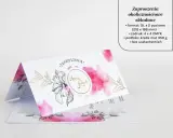 Otwierane zaproszenie ślubne z kwiatowym motywem i złotymi zdobieniami. Idealne, by dowiedzieć się, jak wydrukować zaproszenie otwierane.