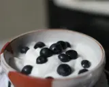 Schüssel mit cremigem Joghurt und Blaubeeren, perfekt für dein mandeljoghurt selber machen Projekt.