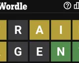 Gra Wordle po polsku. Litery T, R, A, I, N, A, G, E, N, T.