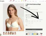Modello con taglia 2 seno, indossa un reggiseno bianco con ferretto e coppe, in vendita online.