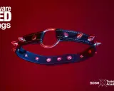 Czarny, kolczasty kołnierz z metalowym kółkiem, symbolizujący ostrzeżenie przed czerwonymi flagami w relacji BDSM.