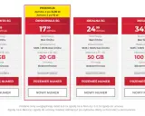 Oferty abonamentu rodzinnego dla 4 osób: 5 GB za 12,99 zł, 20 GB za 17,99 zł, 50 GB za 24,99 zł, 100 GB za 34,99 zł.