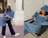 Due donne sfoggiano look total denim. Le giacche in denim, con il loro significato di stile casual e ribelle, sono protagoniste.