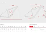 Schemat geometrii ramy roweru Peak 29 Carbon z wymiarami i tabelą rozmiarów. Wybierz odpowiedni rozmiar ramy dla siebie.