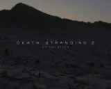 Krajobraz pustynny z napisem "DEATH STRANDING 2 ON THE BEACH". Gra na PC zapowiada się mrocznie.