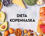 Składniki diety kopenhaskiej: łosoś, kurczak, wołowina, jajka, awokado, borówki, szpinak, brokuły, orzechy, migdały, ser, masło, olej.