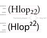 Dwa przykłady tekstu: "(Hlop22)" z "22" jako indeks górny, obok wyjaśnienia "Using <sub> & <sup>".