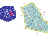 Mapa Paryża z zaznaczonymi dzielnicami (arrondissements). Dzielnica 11 jest wyróżniona kolorem czerwonym.