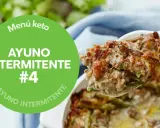 Delicioso plato de carne picada y verduras gratinado, parte de un menú keto para ayuno intermitente #4.