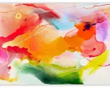 Lebendige Farben fließen ineinander, wie bei abstrakten Malern. Ein Wirbel aus Pink, Orange, Gelb und Grün, durchzogen von feinen Linien.