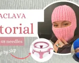 Różowa balaclava na drutach, tutorial krok po kroku z użyciem maszyny Sentro 48.