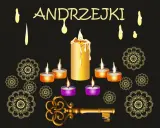 Andrzejkowe pomysły na wróżby: płonące świece, złoty klucz i ozdobne mandale.