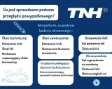 Przegląd powypadkowy obejmuje stan techniczny, zawieszenia, ustawienie kół i urządzenia podlegające dozorowi. Sprawdzane są m.in. śruby, amortyzatory, zbieżność i kąty kół.