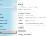 Jak sprawdzić podzespoły komputera? Widok "Informacje" w Ustawieniach Windows pokazuje specyfikacje urządzenia: procesor Intel Celeron, 4 GB RAM.