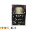 Copertina del libro "L'ultimo giurato", ultimo libro di John Grisham, con un tavolo da riunione e sedie.