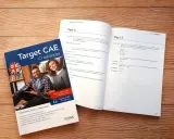 Książka "Target CAE C1 Advanced" i otwarte strony z ćwiczeniami do Speaking. To świetny materiał, cae jaki to poziom!