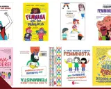 Una raccolta di libri sul femminismo per bambini e adulti, con copertine colorate e messaggi di empowerment.