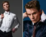 Edvin Ryding i stilfulla kläder, en bild som fångar hans karisma från filmer och tv-program.
