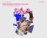 A digital collage by digital collage artists, featuring torn paper, typography, and a man's torso.