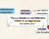 Ognuno sta solo sul cuor della terra trafitto da un raggio di sole: ed è subito sera." - un'ambientazione crepuscolare che evoca la solitudine dell'uomo, ed è subito sera.