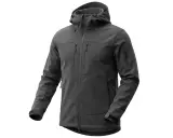 Szara kurtka softshell z kapturem i licznymi kieszeniami. Dowiedz się, w czym prać softshell, by zachować jego właściwości.