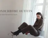 A woman poses in chic monochrome outfits, showcasing a unique and attractive style.