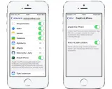 Dwa ekrany iPhone'a pokazujące ustawienia funkcji "Znajdź mój iPhone".