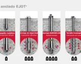 Ilustración de varios tipos de anclajes: metálico, casquillo, seguridad, SUPERPLUS, tornillo hormigón y varilla metálica.
