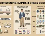 Guide to what to wear to a christening: opt for a blazer, dress shirt, chinos, and leather shoes. Avoid jeans, sneakers, and t-shirts.