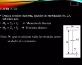 Diagrama de un perfil I con dimensiones. Se calcula el módulo resistente de una sección, necesario para el momento de fluencia y plástico.