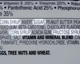 Zutatenliste mit Fruktosesirup, wichtig für Menschen mit Fruktoseintoleranz. Enthält auch Erdnüsse, Nüsse und Weizen.