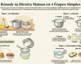 Guide pour réussir sa ricotta maison en 4 étapes simples : ingrédients, préparation, recette et dégustation.