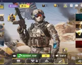 Główny ekran Call of Duty Mobile PC z żołnierzem w kamuflażu, menu gry i opcjami rozgrywki.