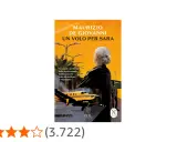 Copertina del libro "Un volo per Sara" di Maurizio de Giovanni. Una donna guarda un aereo privato al tramonto.